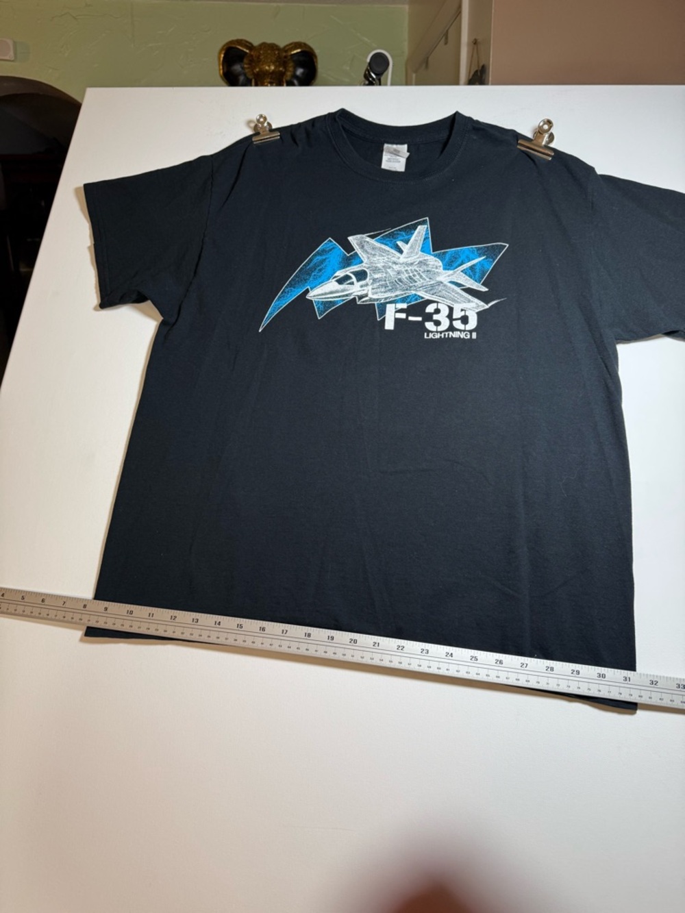 Gildan Black F-35 Lightning II Graphic Tee with Blue Accents